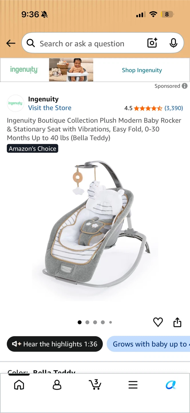 Ingenuity Boutique Collection Plush Baby Rocker - photo 5