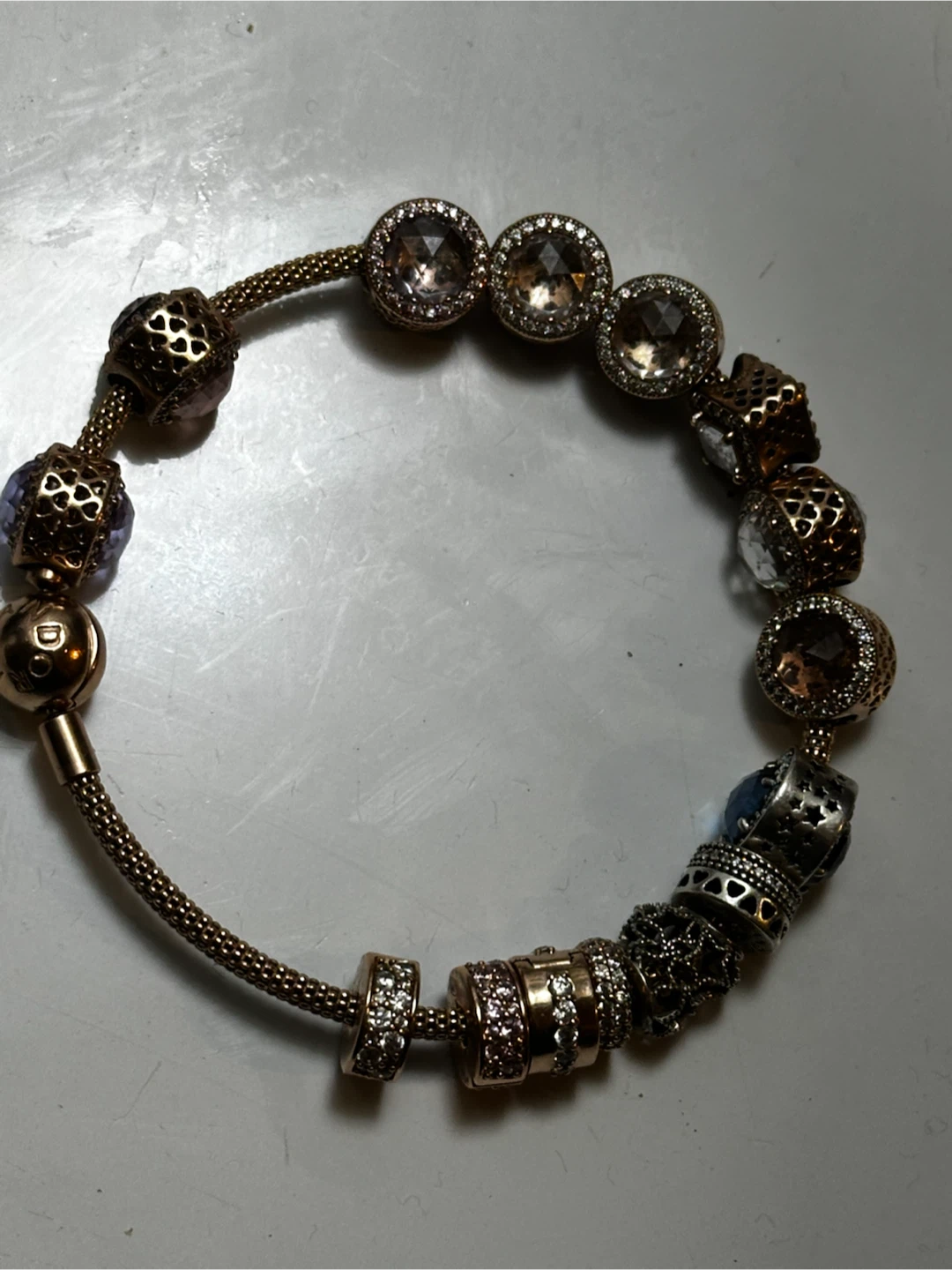 Pandora Rose Gold Mesh Bracelet with 15 Pave Charms - photo 3