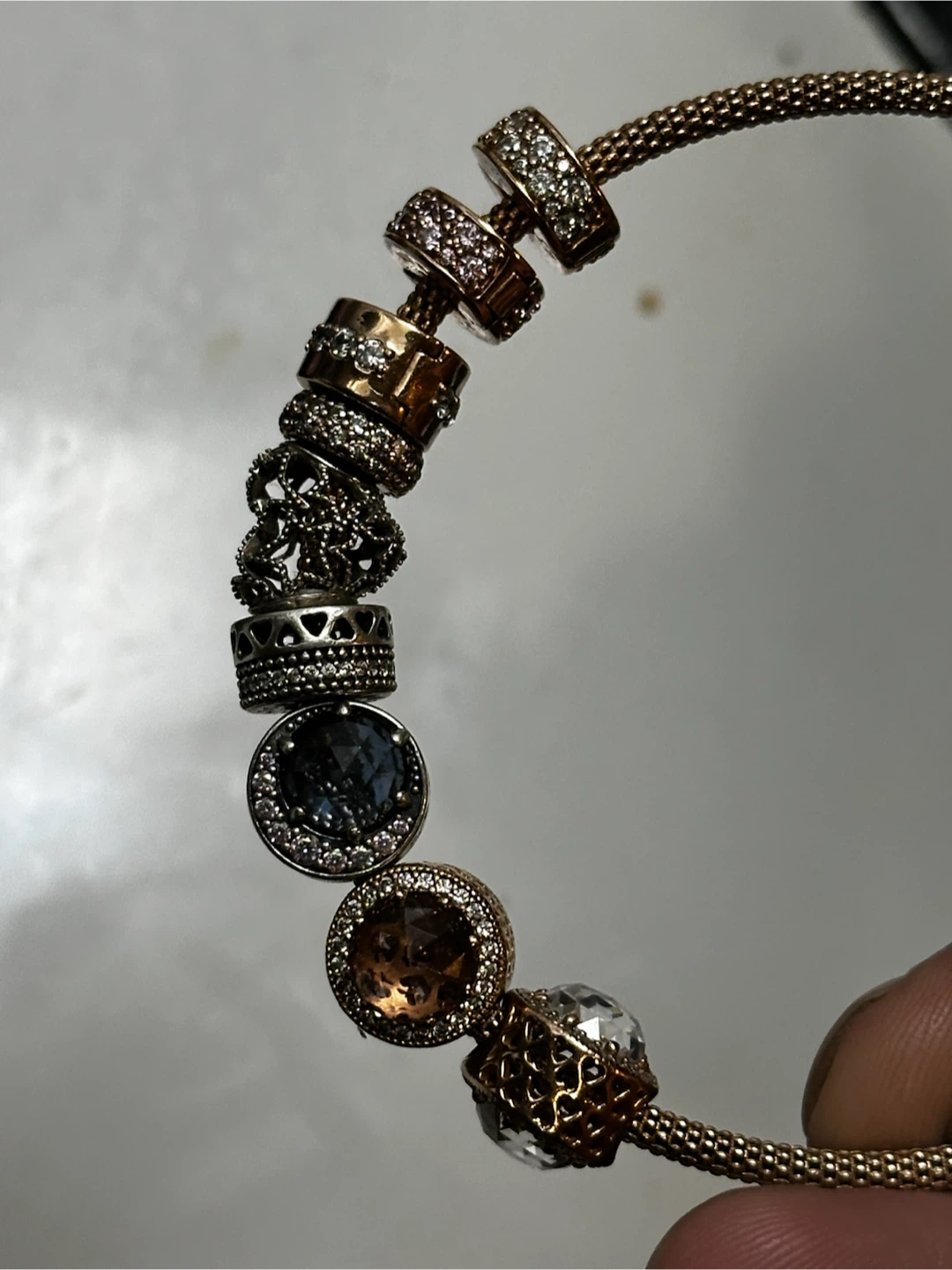 Pandora Rose Gold Mesh Bracelet with 15 Pave Charms - photo 5