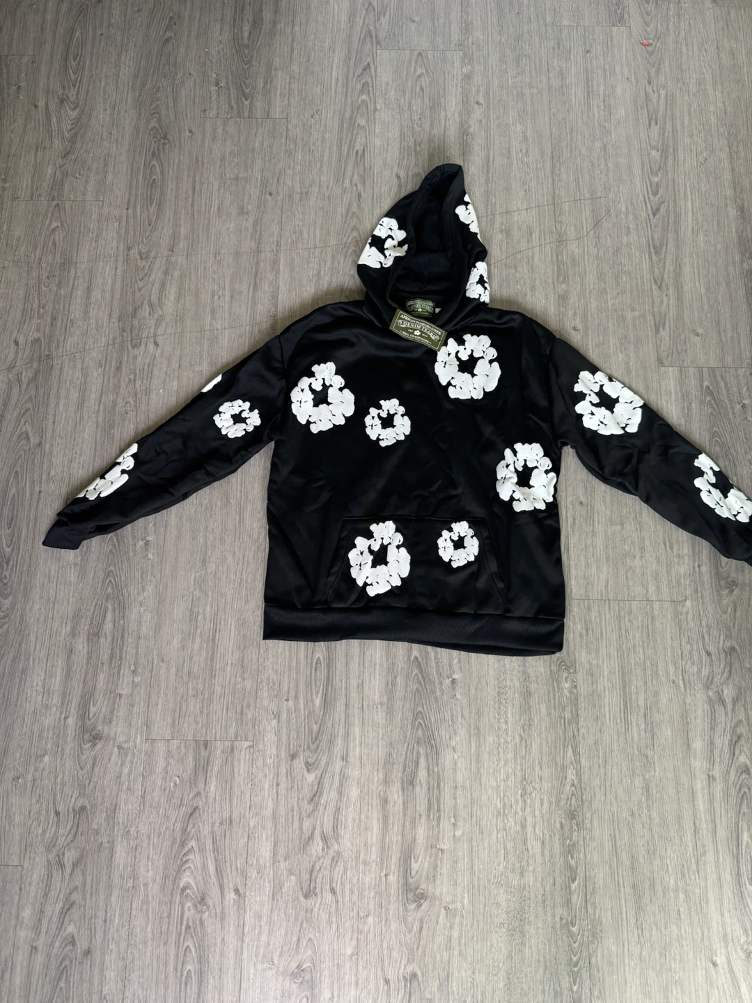 Denim Tears Black Hoodie with Floral Design - photo 4