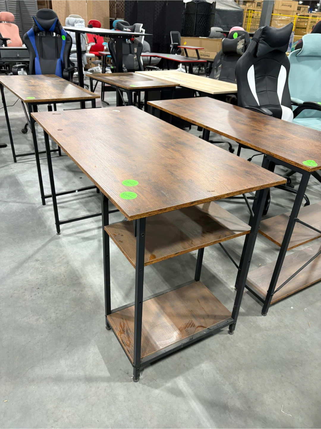 Rustic Industrial Computer Desk with Storage Shelves - photo 3
