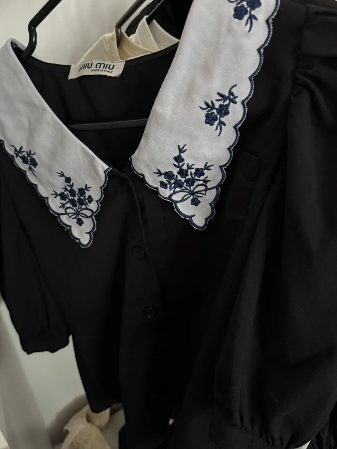 Authentic Miu Miu Black Blouse with Embroidered Collar - photo 4