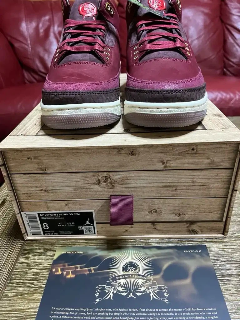 Nike Air Jordan 3 Retro OG PRM Burgundy “BIN 23” Size 8 - photo 3