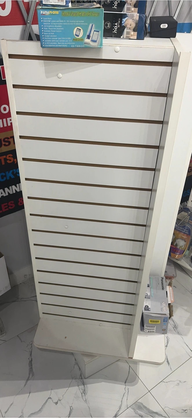 Rotating White Slatwall Display Stand