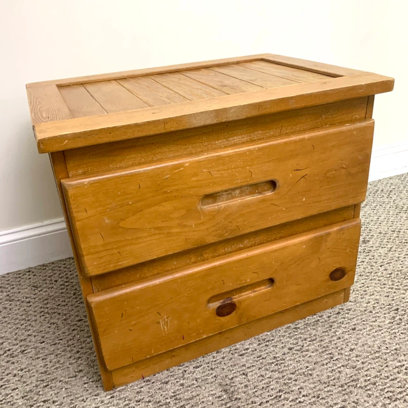 Wood Nightstand 2 Drawer Bedside Table Bedroom Side Table