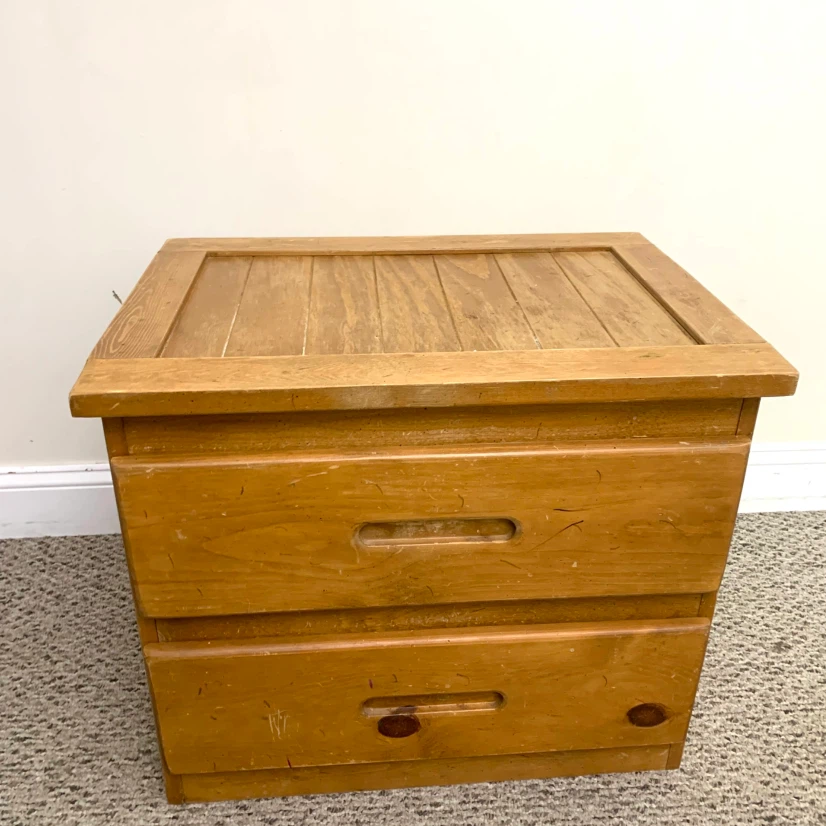 Wood Nightstand 2 Drawer Bedside Table Bedroom Side Table - photo 2