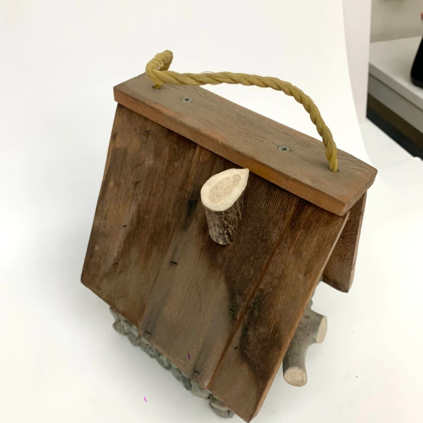 Rustic Birdhouse Wood Stone Outdoor Garden Decor Bird House - photo 3