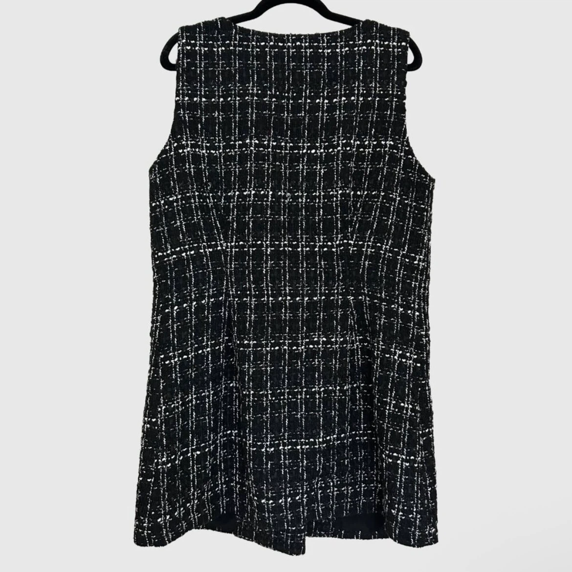 Joe Fresh Plaid Tweed Double-Breasted Vest Mini Dress - US L - photo 3