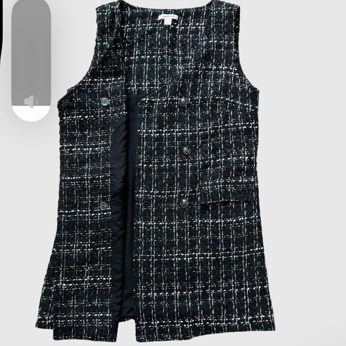 Joe Fresh Plaid Tweed Double-Breasted Vest Mini Dress - US L - photo 4