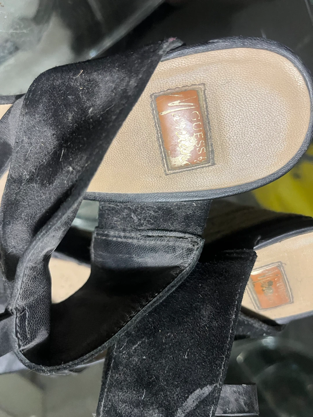 Guess by Marciano black suede wedge sandals size 6 - photo 2