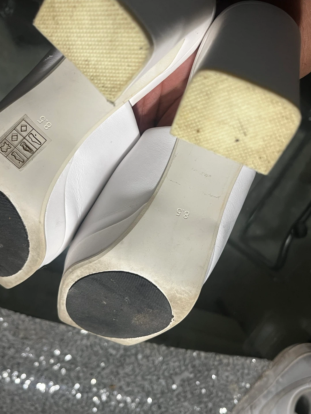 B2 White Square Toe Heeled Mules size 8.5 - photo 5