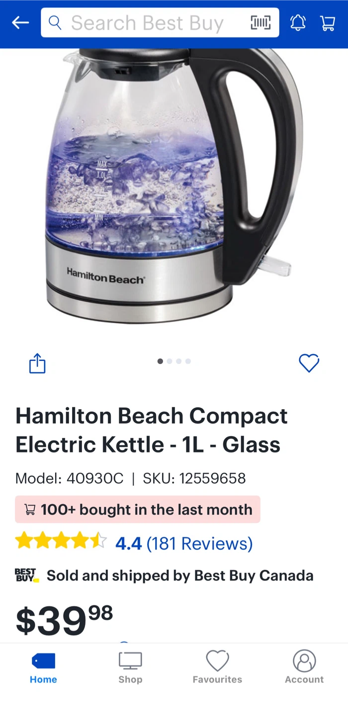 Hamilton Beach 1.0L Electric Glass Kettle - photo 4