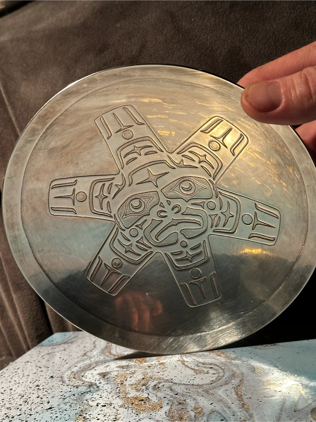 Harold Alfred First Nations Sun silver-plated hammered bowl