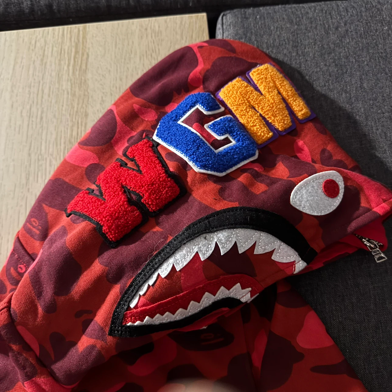 A Bathing Ape Red Camo Shark Hoodie - photo 3