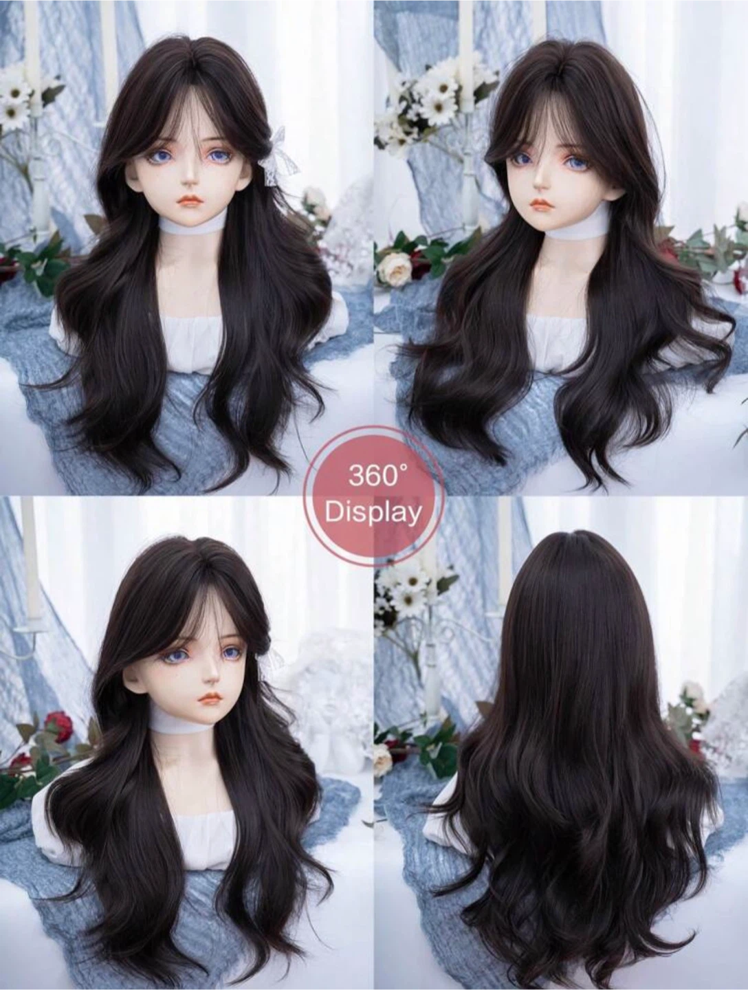Long Wavy Dark Black Brown Wig