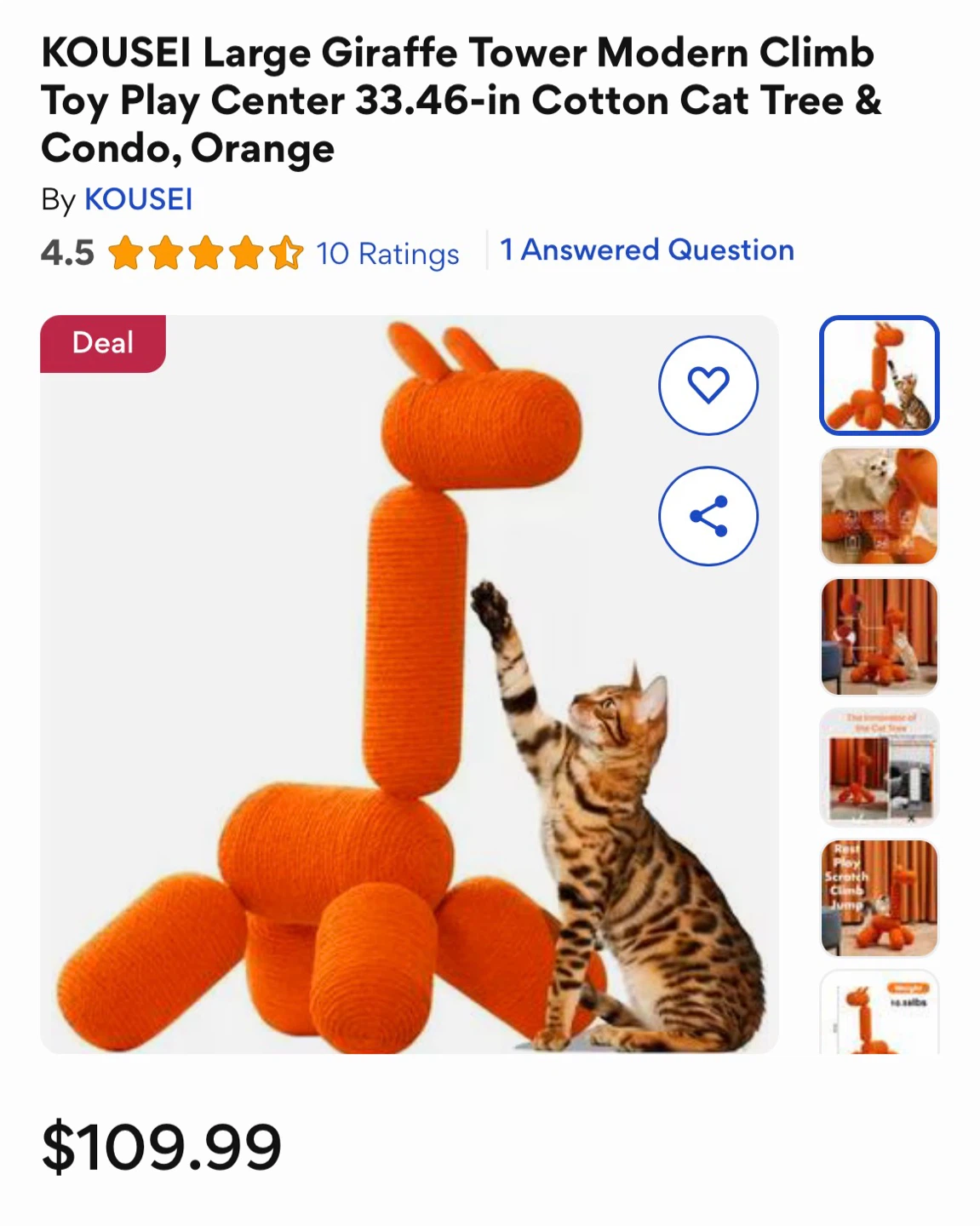 KOUSEI Giraffe Cat Tree and Condo