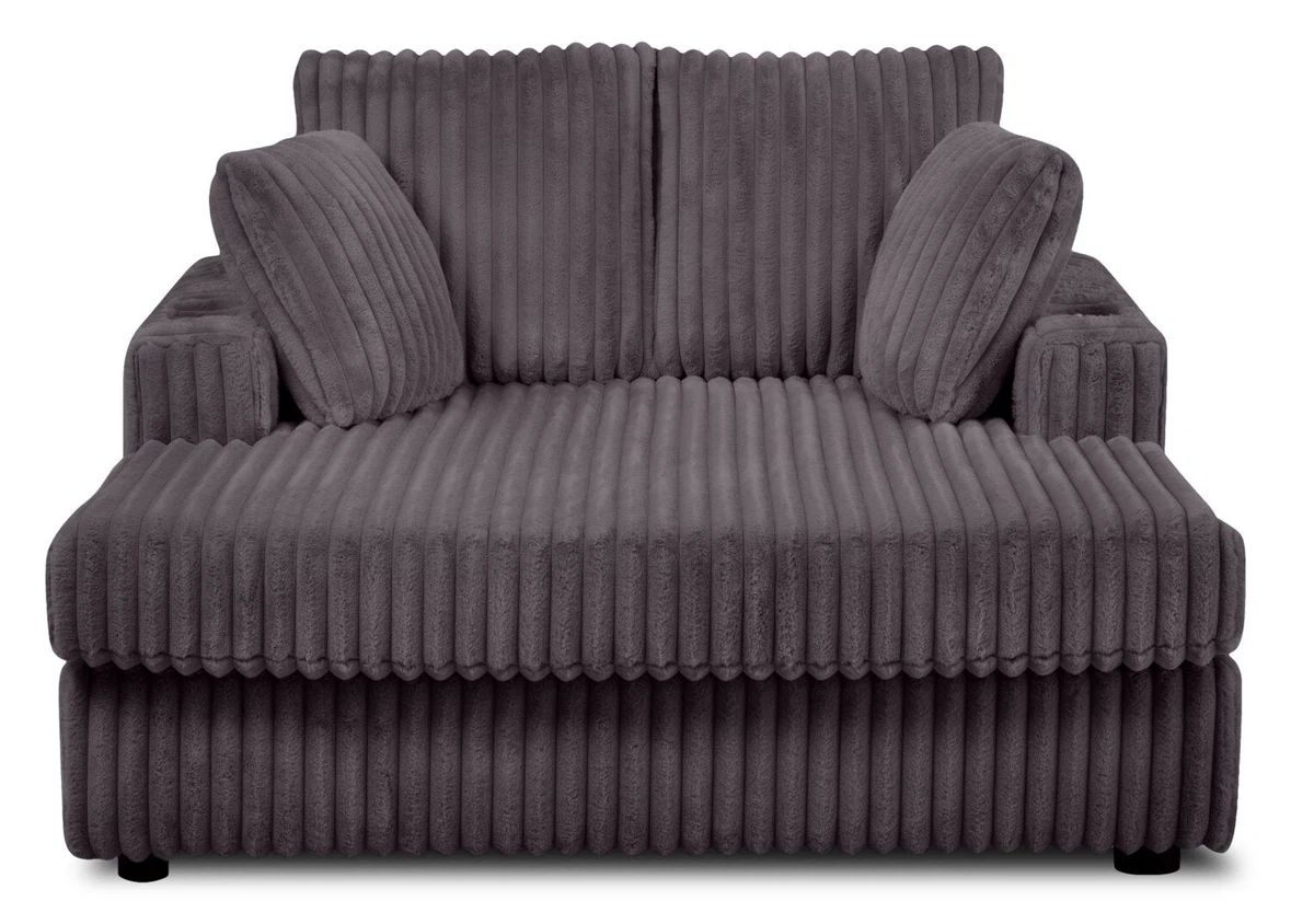 Grey Ribbed Corduroy Cuddler Sofa