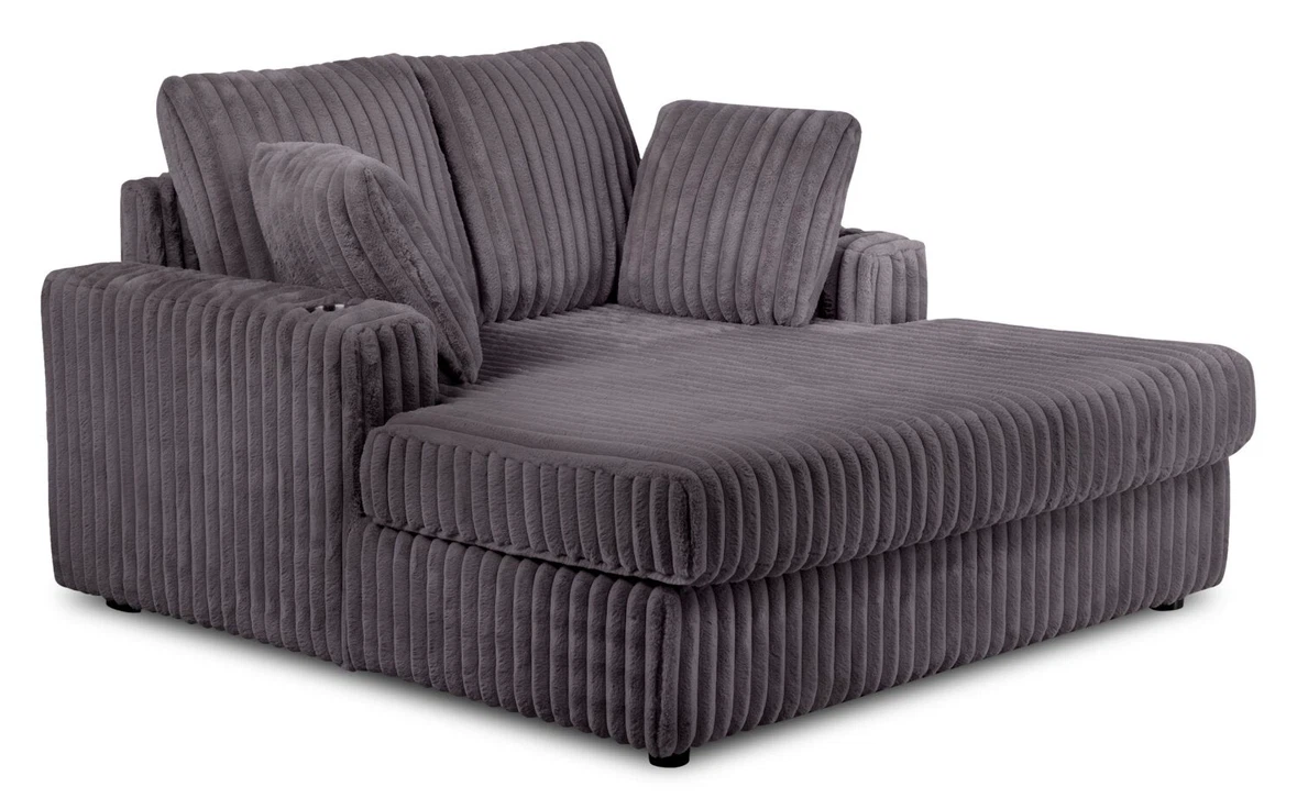 Grey Ribbed Corduroy Cuddler Sofa - photo 2