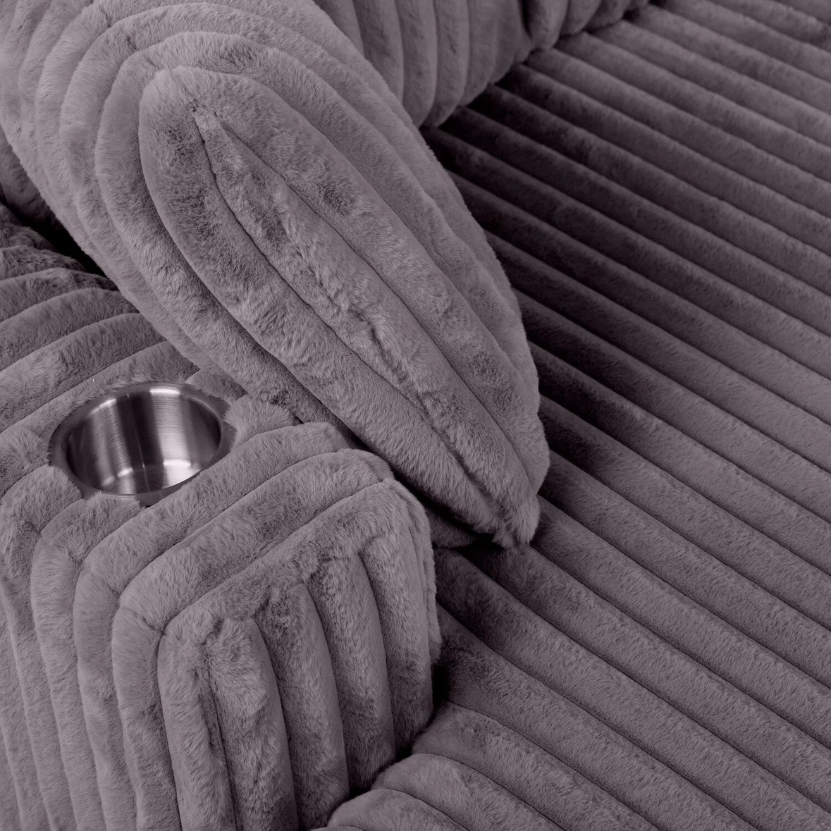 Grey Ribbed Corduroy Cuddler Sofa - photo 4