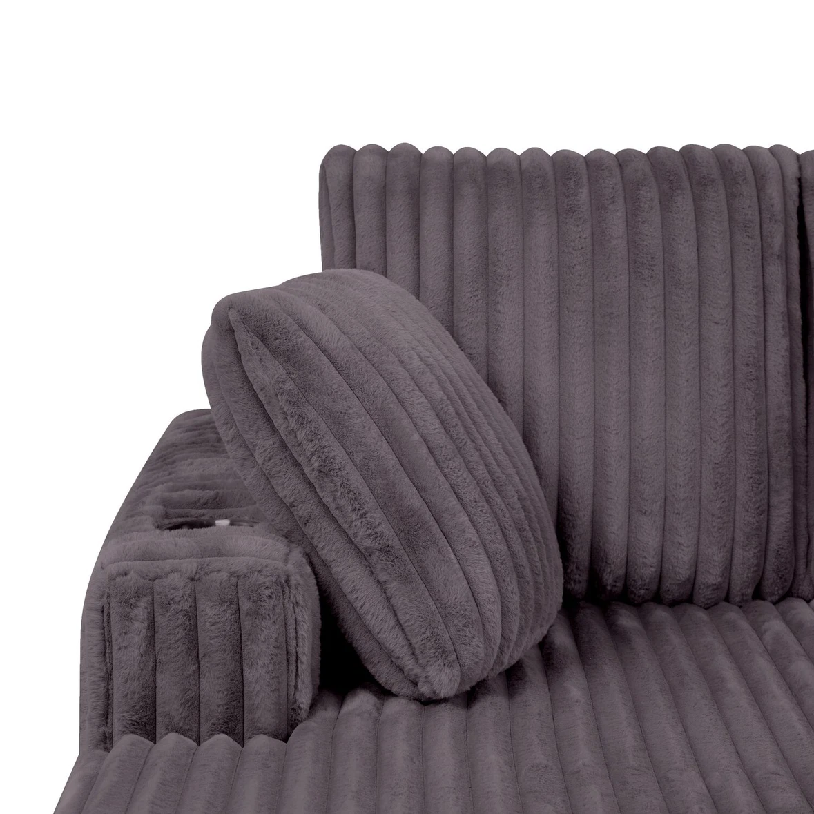 Grey Ribbed Corduroy Cuddler Sofa - photo 5