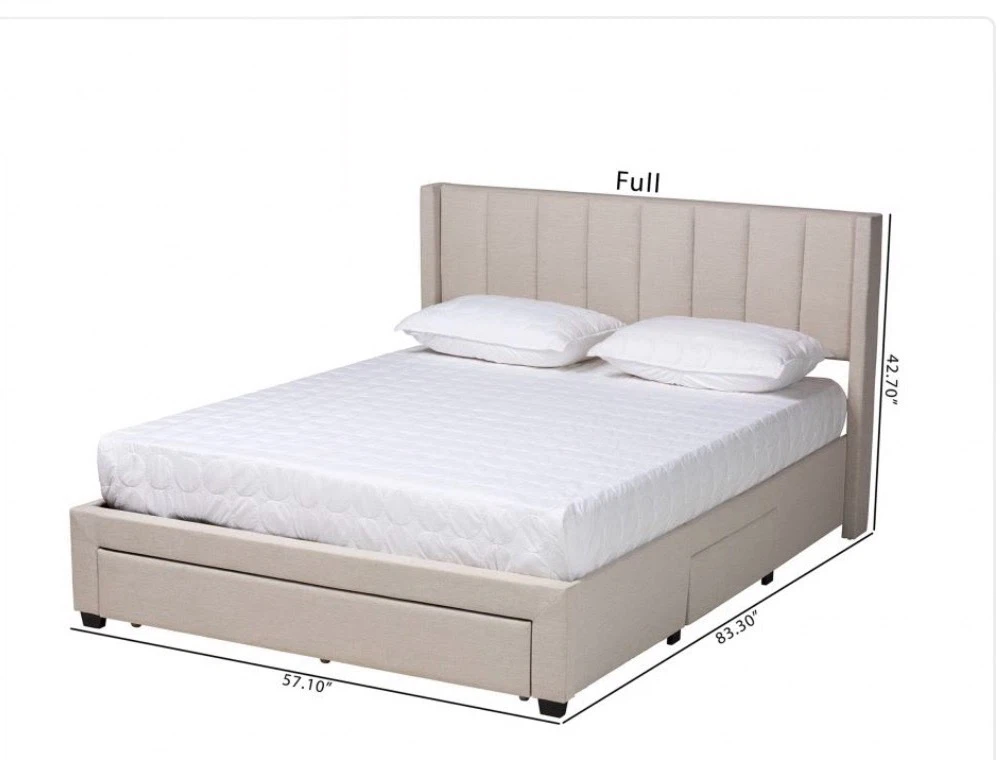 New Beige Full Size 3-Drawer Storage Platform Bed - photo 2