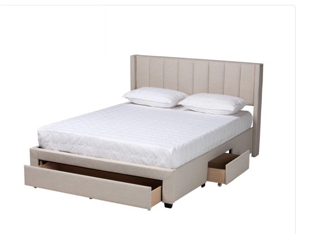 New Beige Full Size 3-Drawer Storage Platform Bed - photo 5