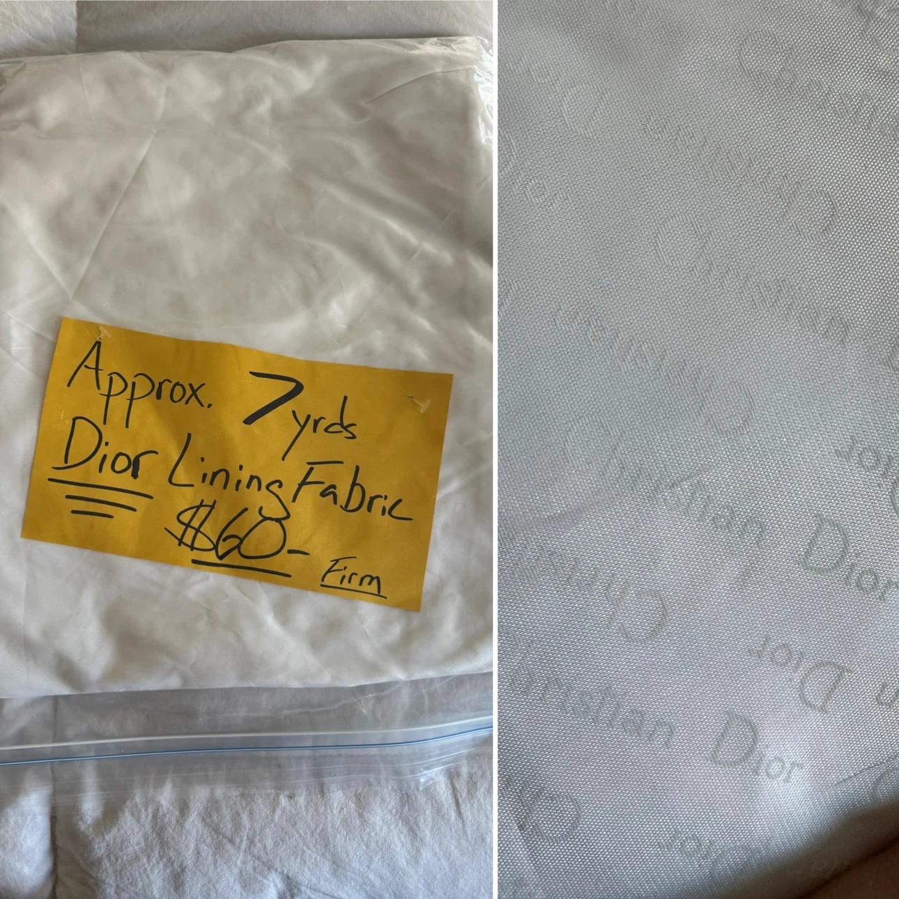 Approximately 7 yrds Christian Dior lining fabric Brand New
