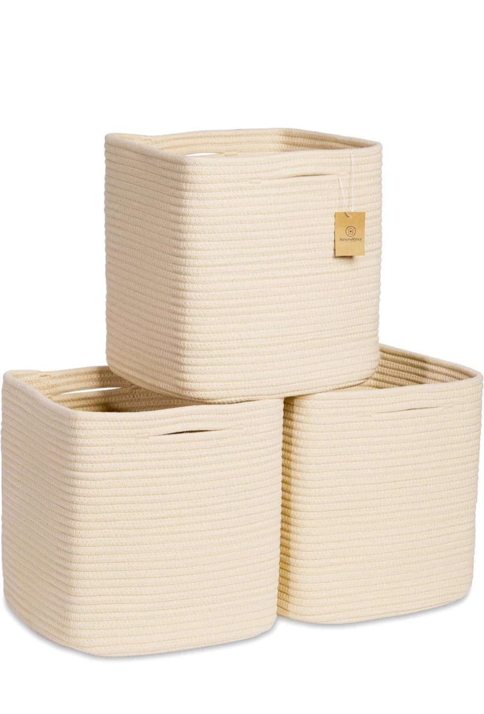 NaturalCosy 3-Pack Rope Baskets