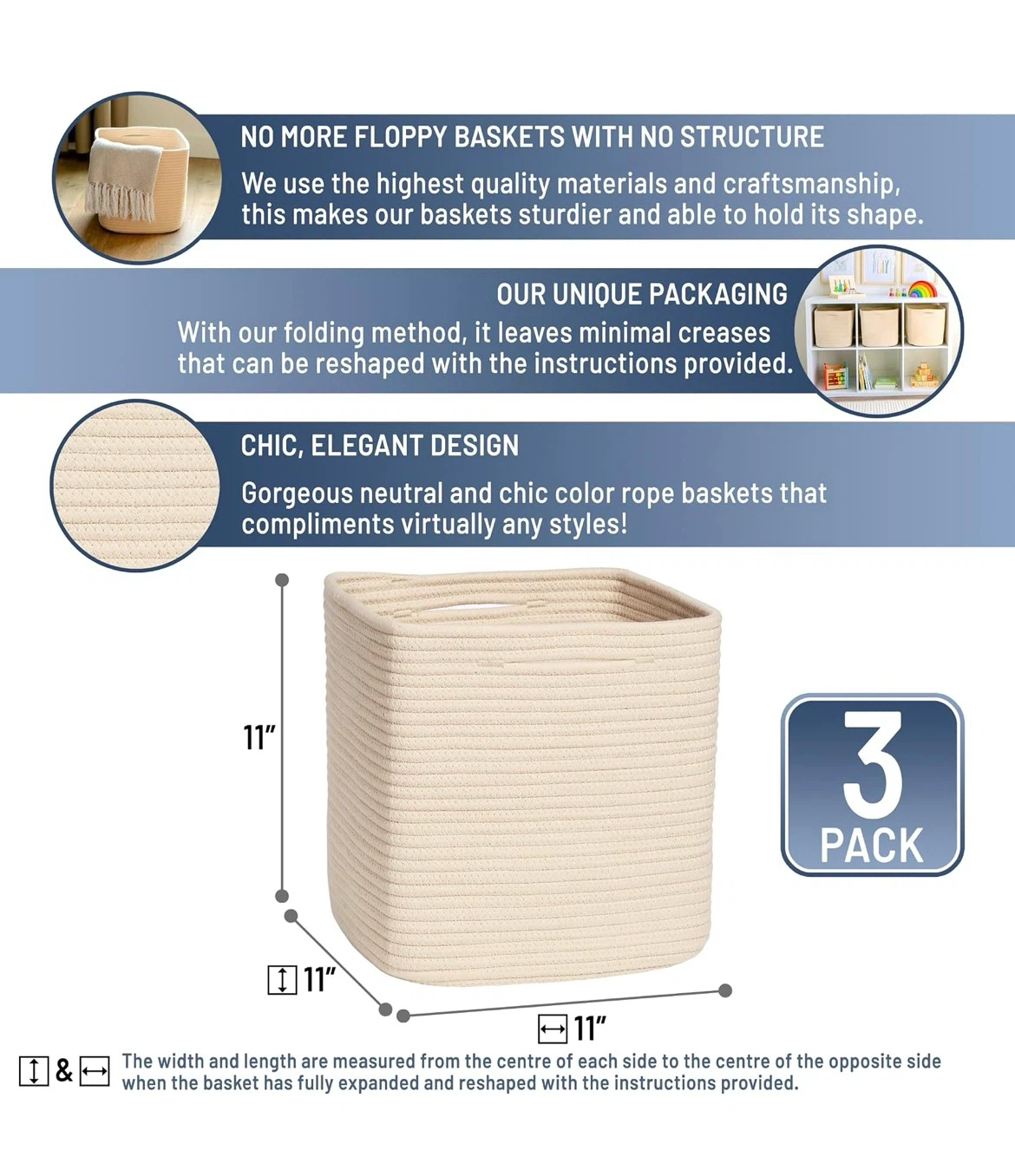 NaturalCosy 3-Pack Rope Baskets - photo 3