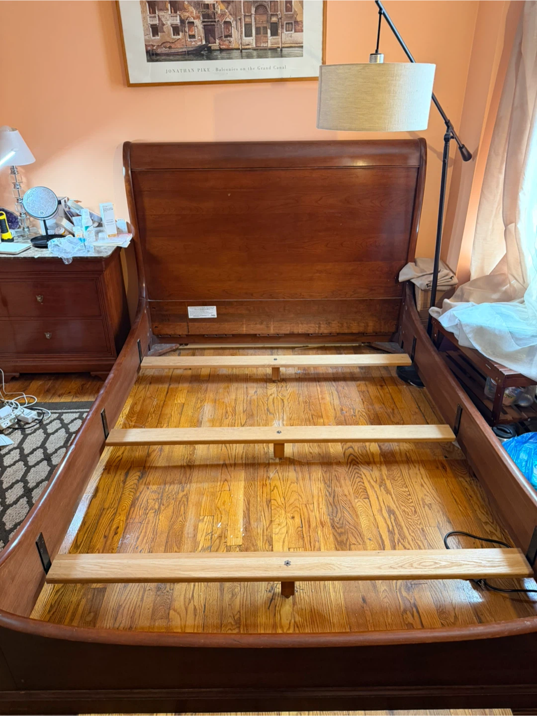 Stickley Wooden Sleigh Bed Frame