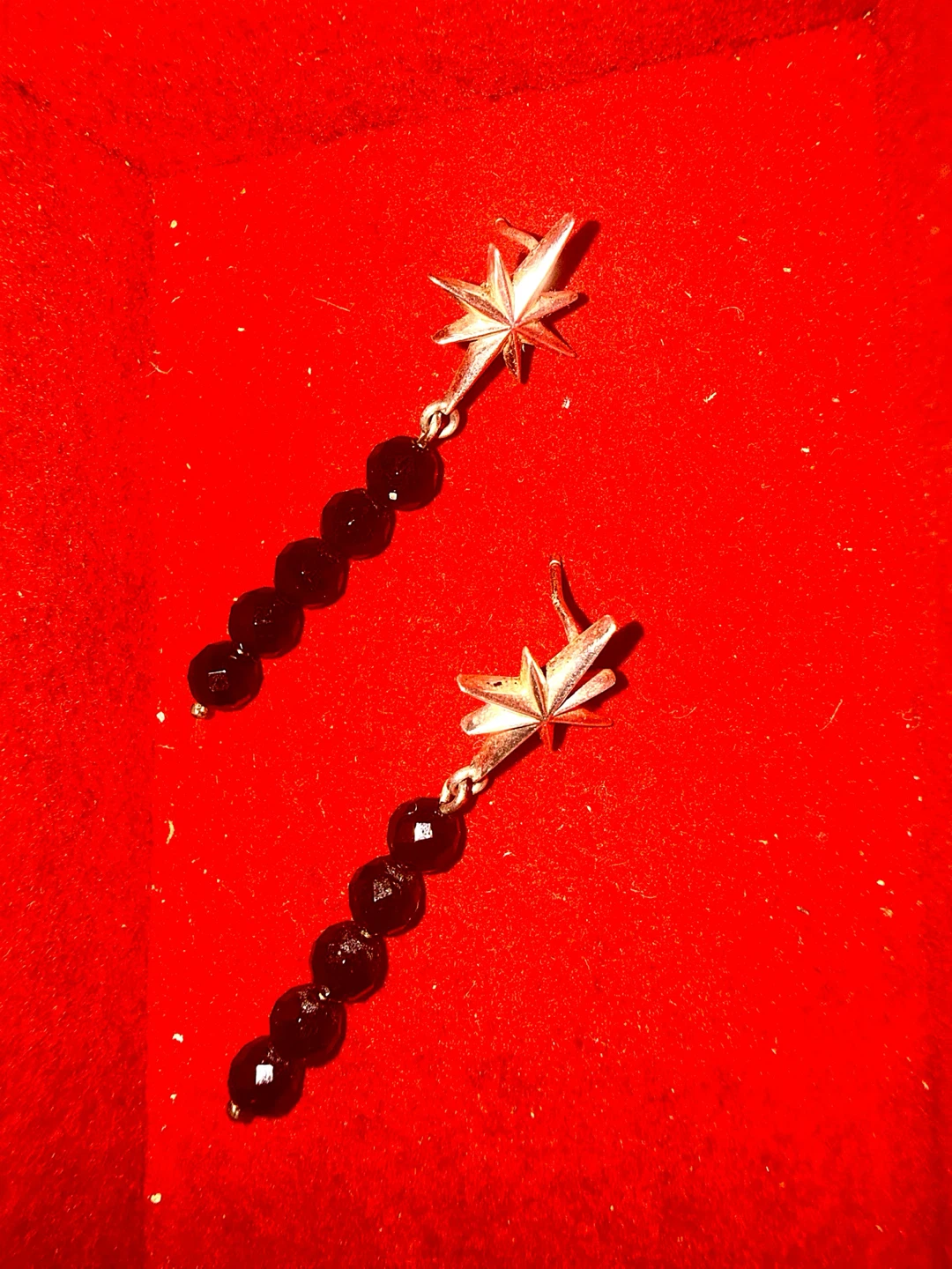 Girlfriends Club 925 Silver + Onyx North Star Earrings