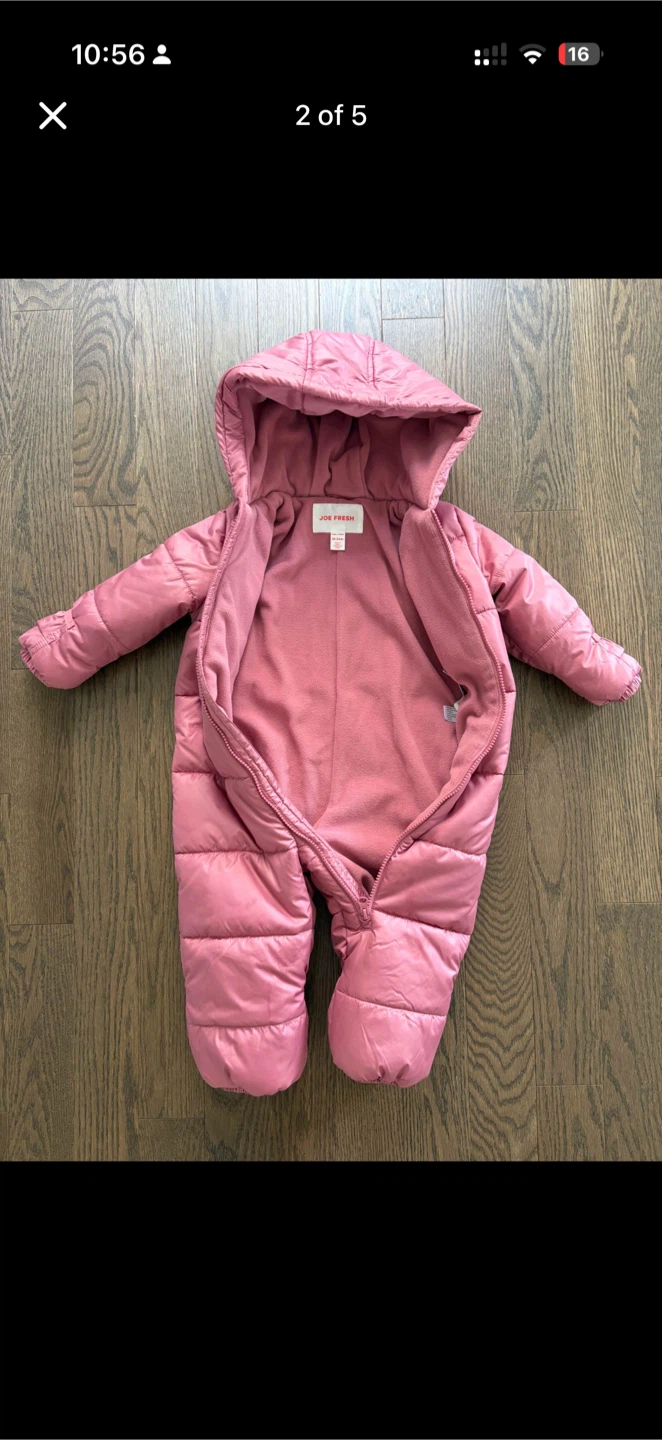 Joe Fresh pink baby snowsuit - photo 3
