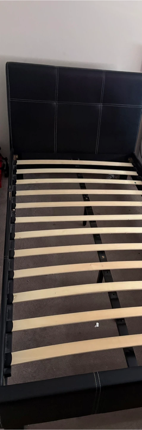 Black Faux Leather Twin Bed Frame