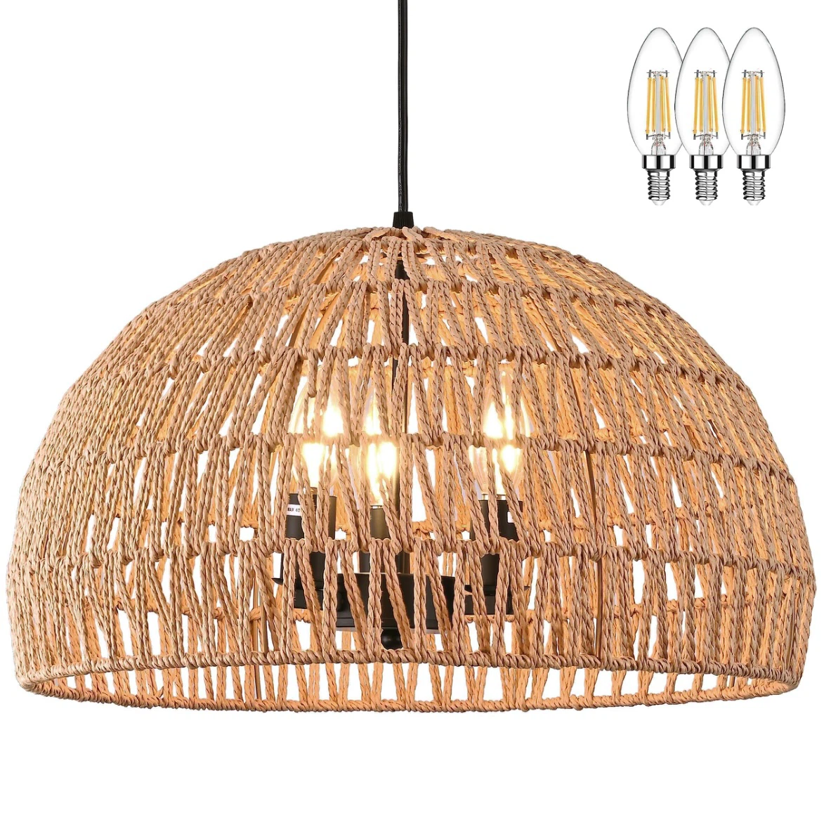 Ayshwilldec 17.6" Hemp Rope Pendant Light