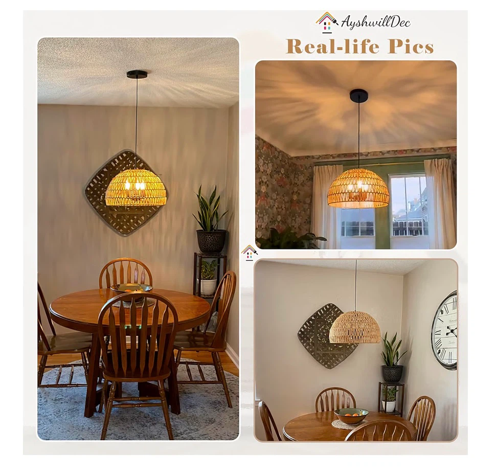 Ayshwilldec 17.6" Hemp Rope Pendant Light - photo 2