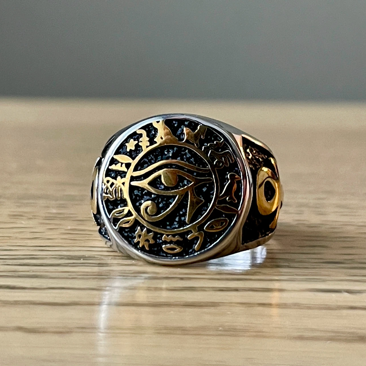 Ankh & Eye of Horus stainless steel ring (size 9) - photo 2