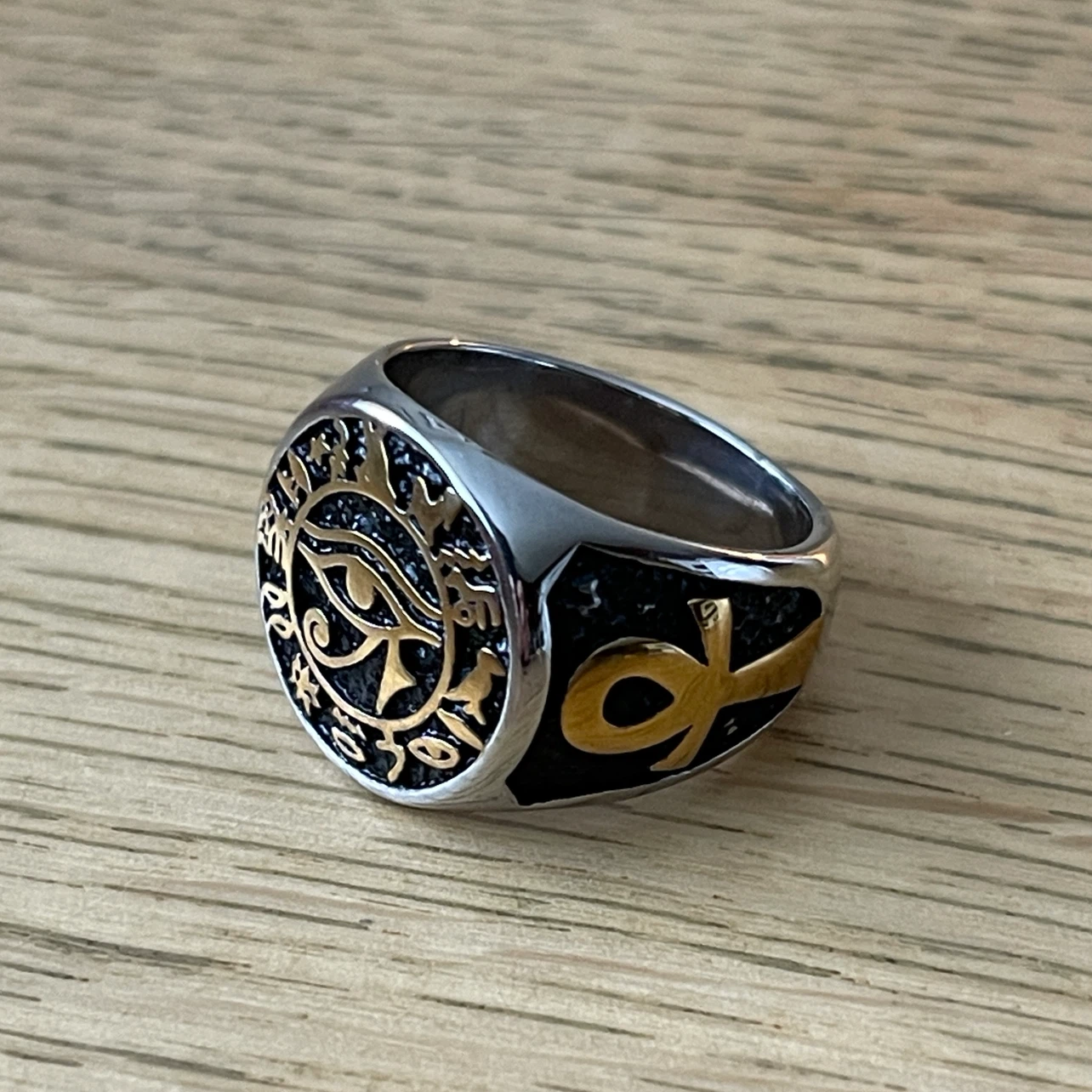 Ankh & Eye of Horus stainless steel ring (size 9) - photo 3