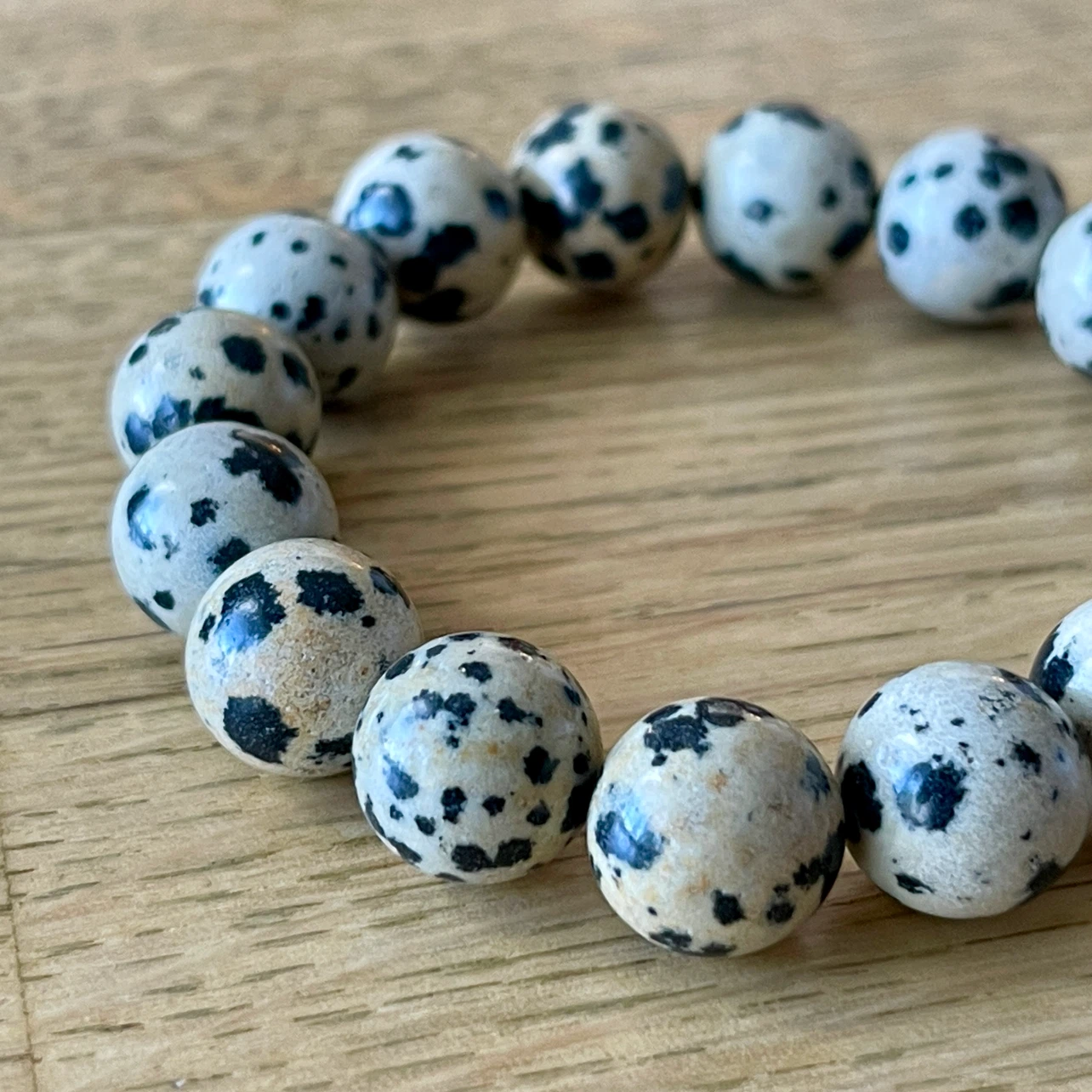 Dalmatian Jasper bracelet (12mm bead)