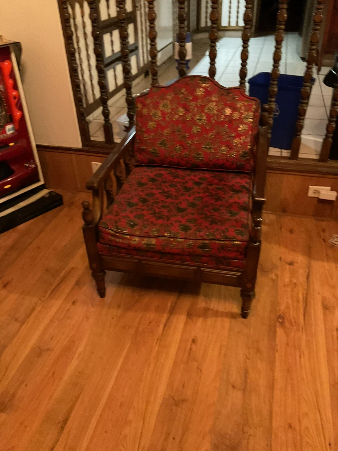 Vintage floral patterned sofa and armchair set