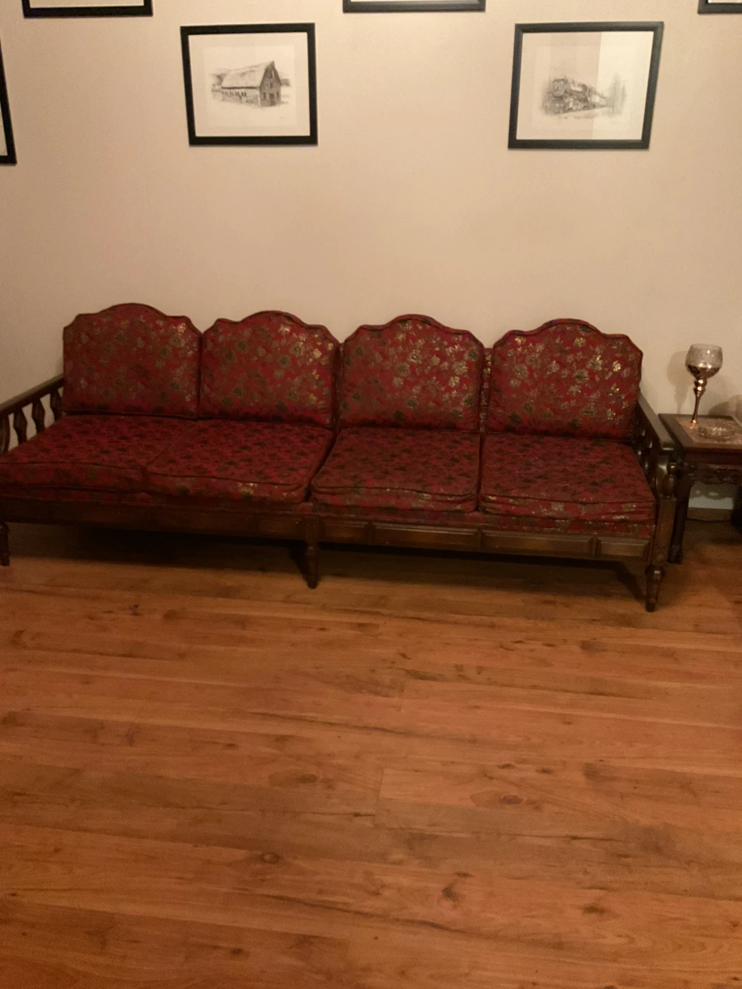 Vintage floral patterned sofa and armchair set - photo 2