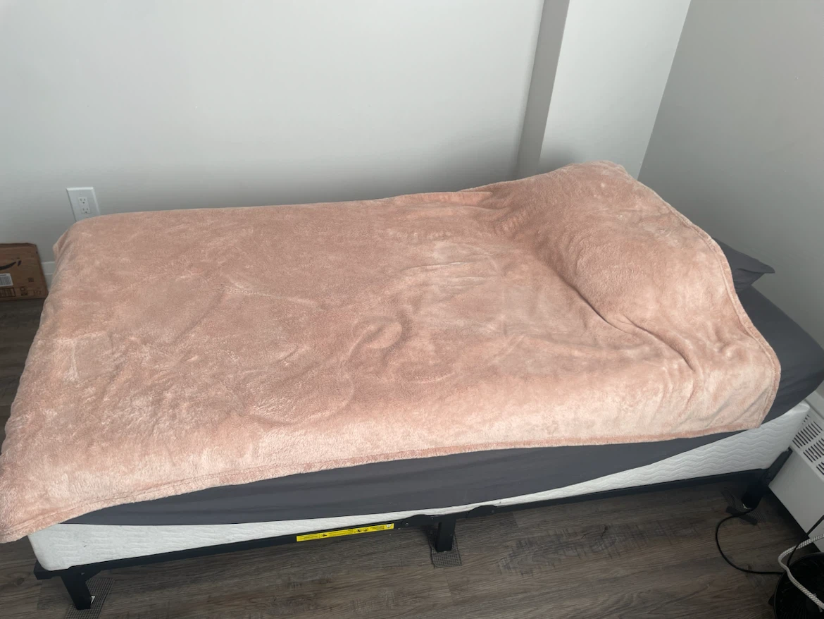 Twin bed frame, box spring, and matress set