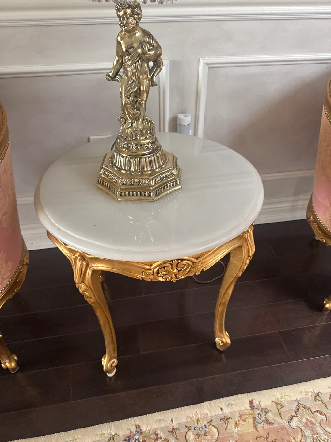 Vintage Style Ornate Gold and Pink Accent Chair - photo 4