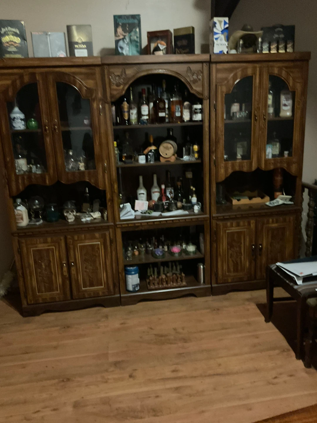 Three-Piece Wooden Display Cabinet Set