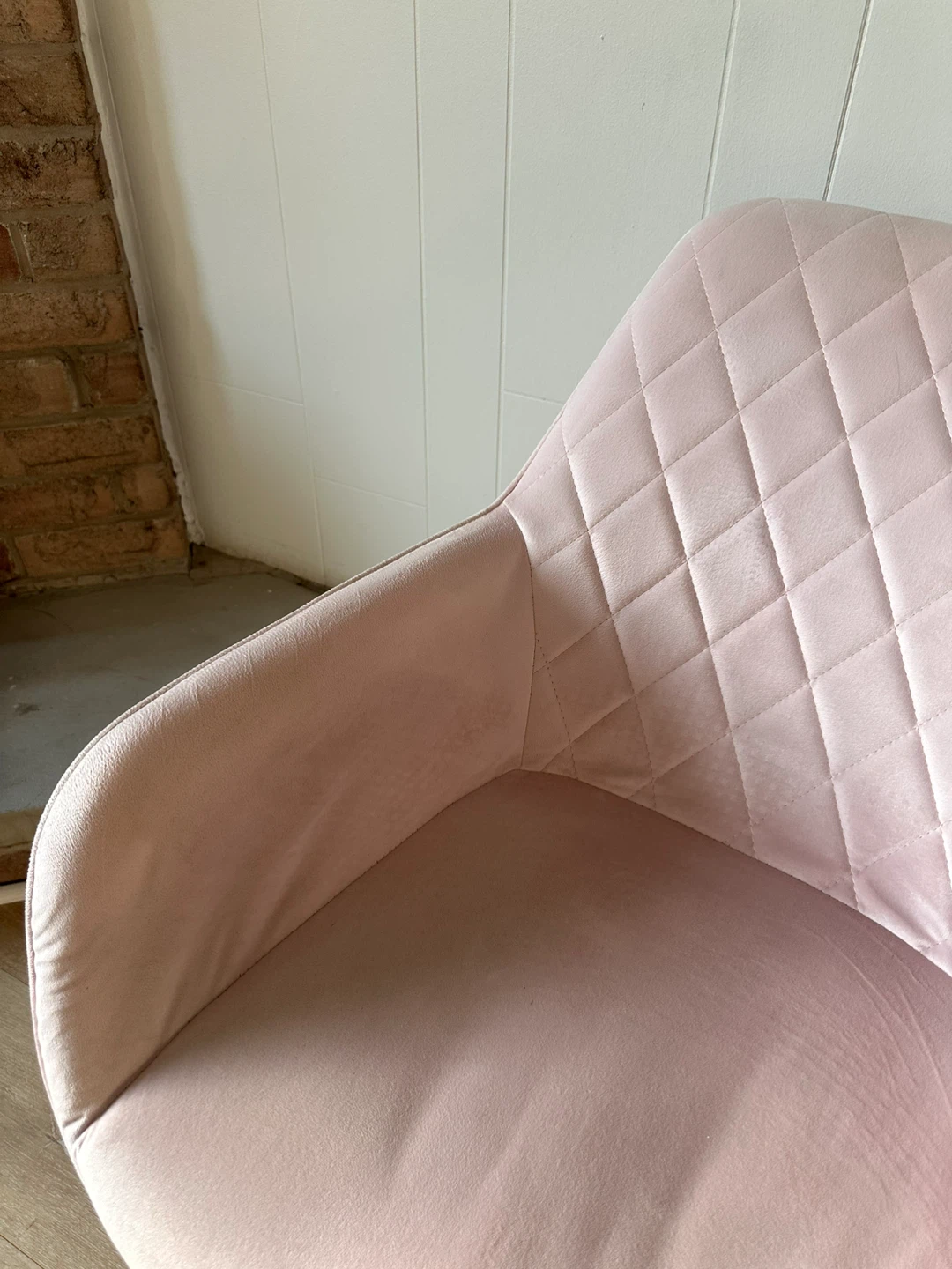 Pink Quilted Velvet Office Chair - photo 2