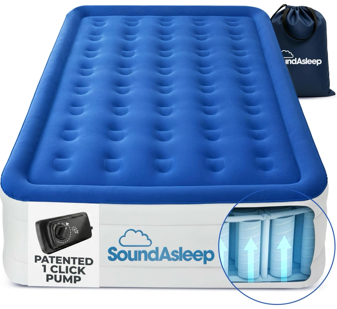 SoundAsleep Dream Series Raised Full Air Mattress, Built-In Pump