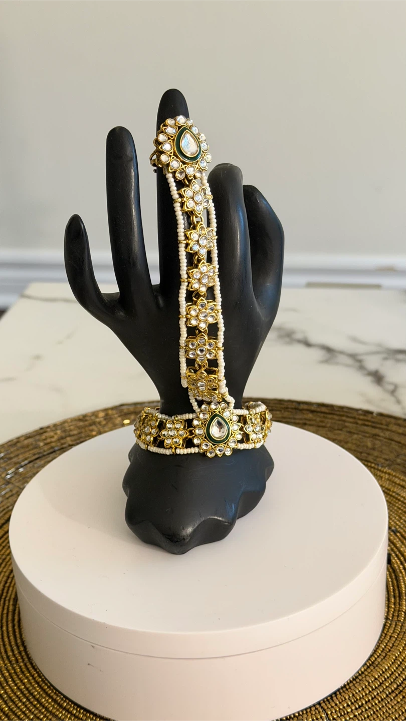 Kundan and Pearl Hand Harness