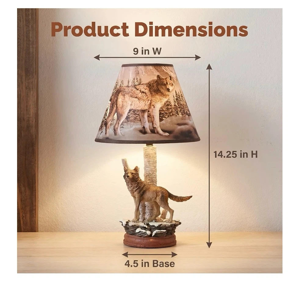 Trsenfsvar Gray Wolf Theme Resin Decorative Table Lamp - photo 2