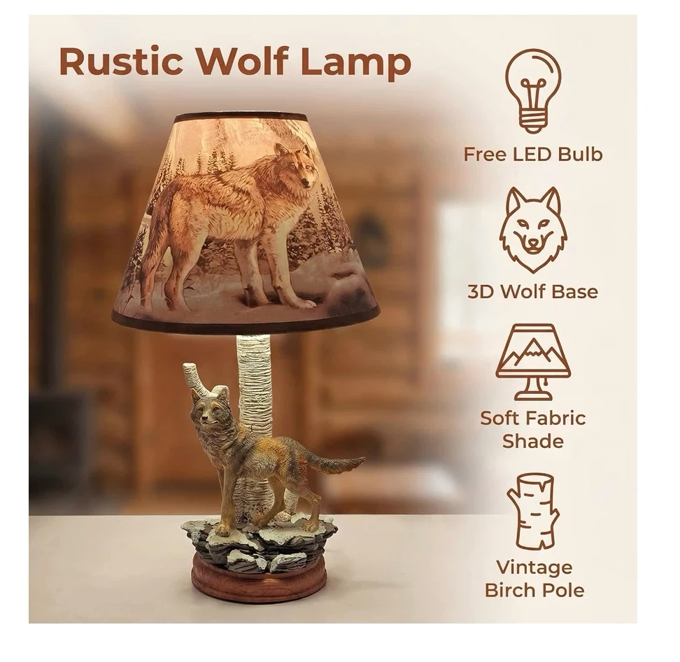 Trsenfsvar Gray Wolf Theme Resin Decorative Table Lamp - photo 3