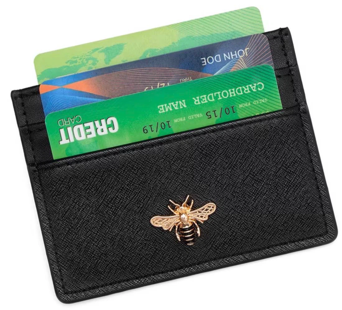 Card Holder with Gold Bee – Black - photo 3