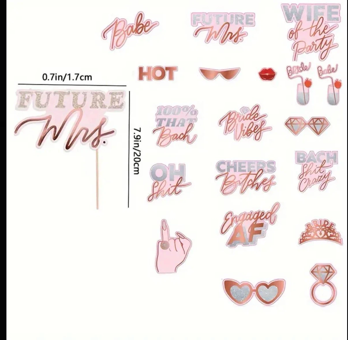 24 Piece Bachelorette Party Photo Booth Props - photo 3